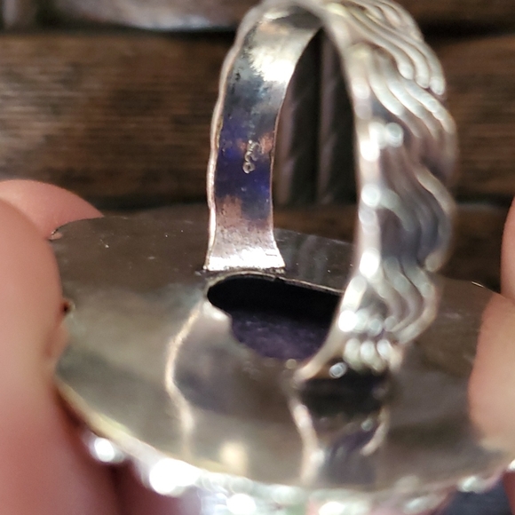 New Lepidolite Heart Shaped 925 Silver Statement Ring. - Picture 11 of 12